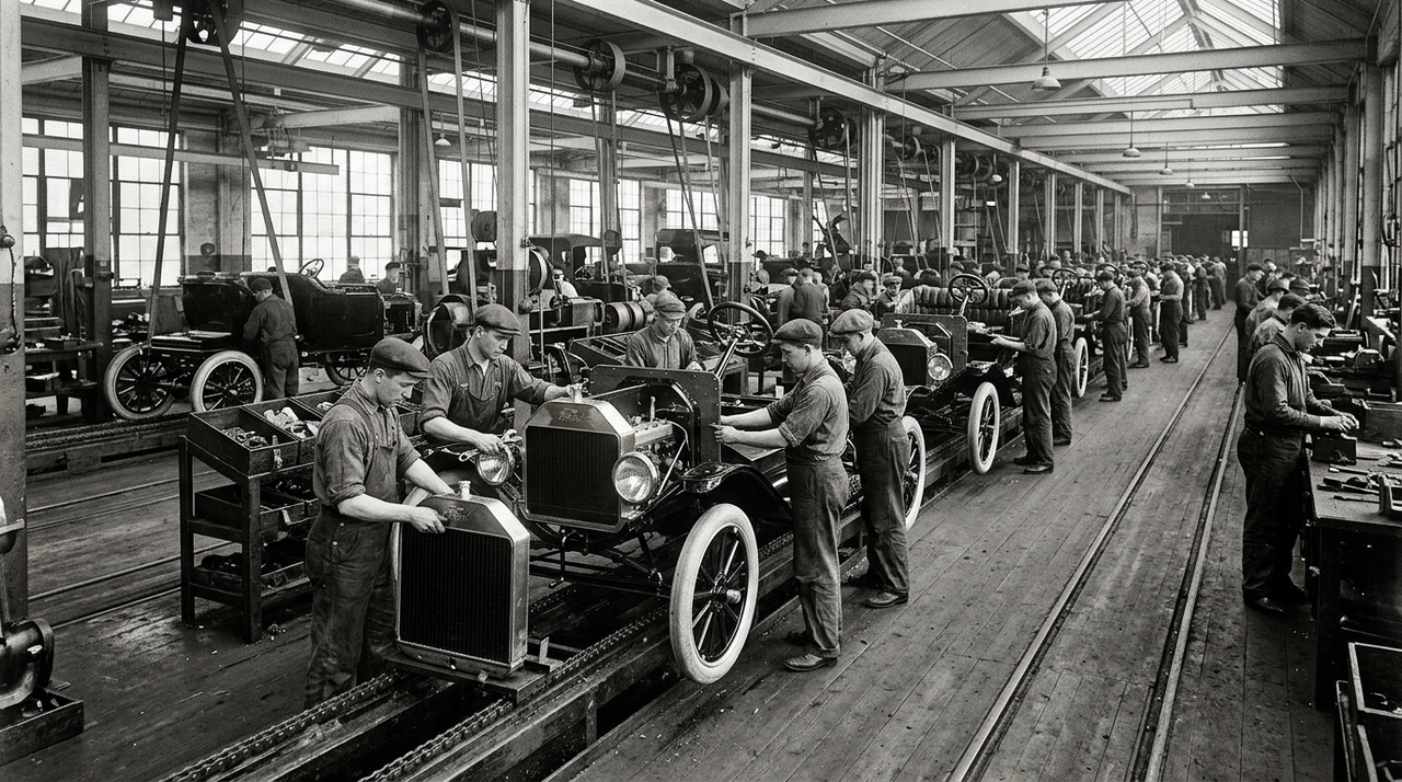 Em janeiro de 1914, a Ford Motor Company anunciou o pagamento de cinco dólares por dia, valor que dobrava a remuneração de muitos operários da época.