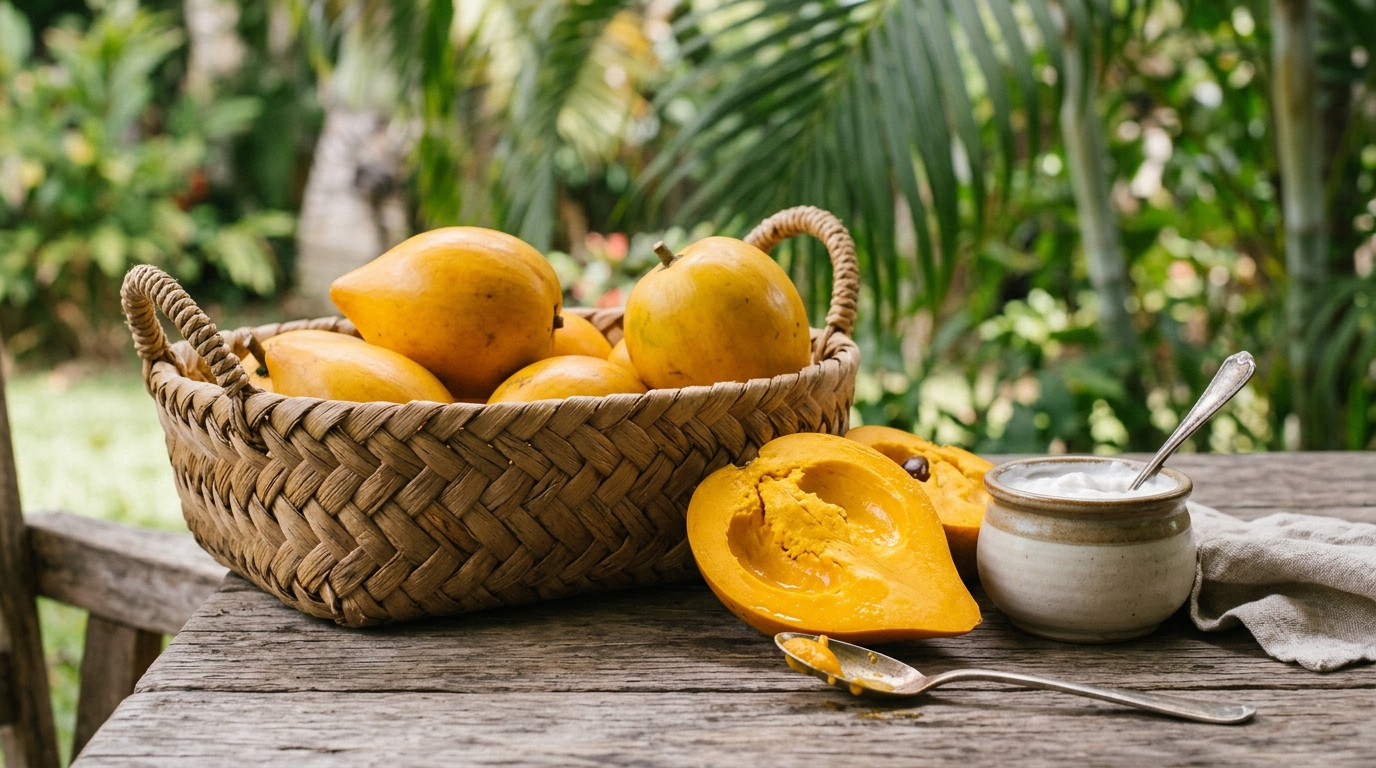 Fruta-ovo surpreende pela textura densa e sabor doce