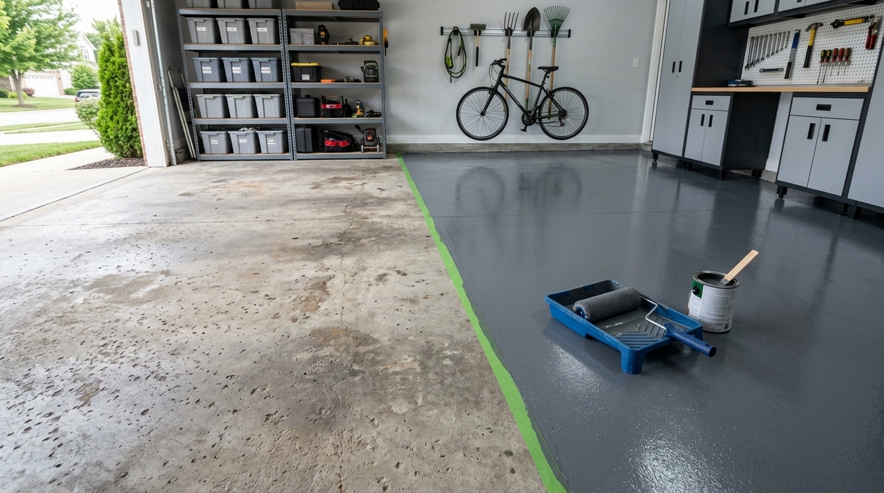 Pintar piso de concreto é muito comum em garagens, varandas e áreas de serviço com superfície desgastada, mas ainda em bom estado estrutural