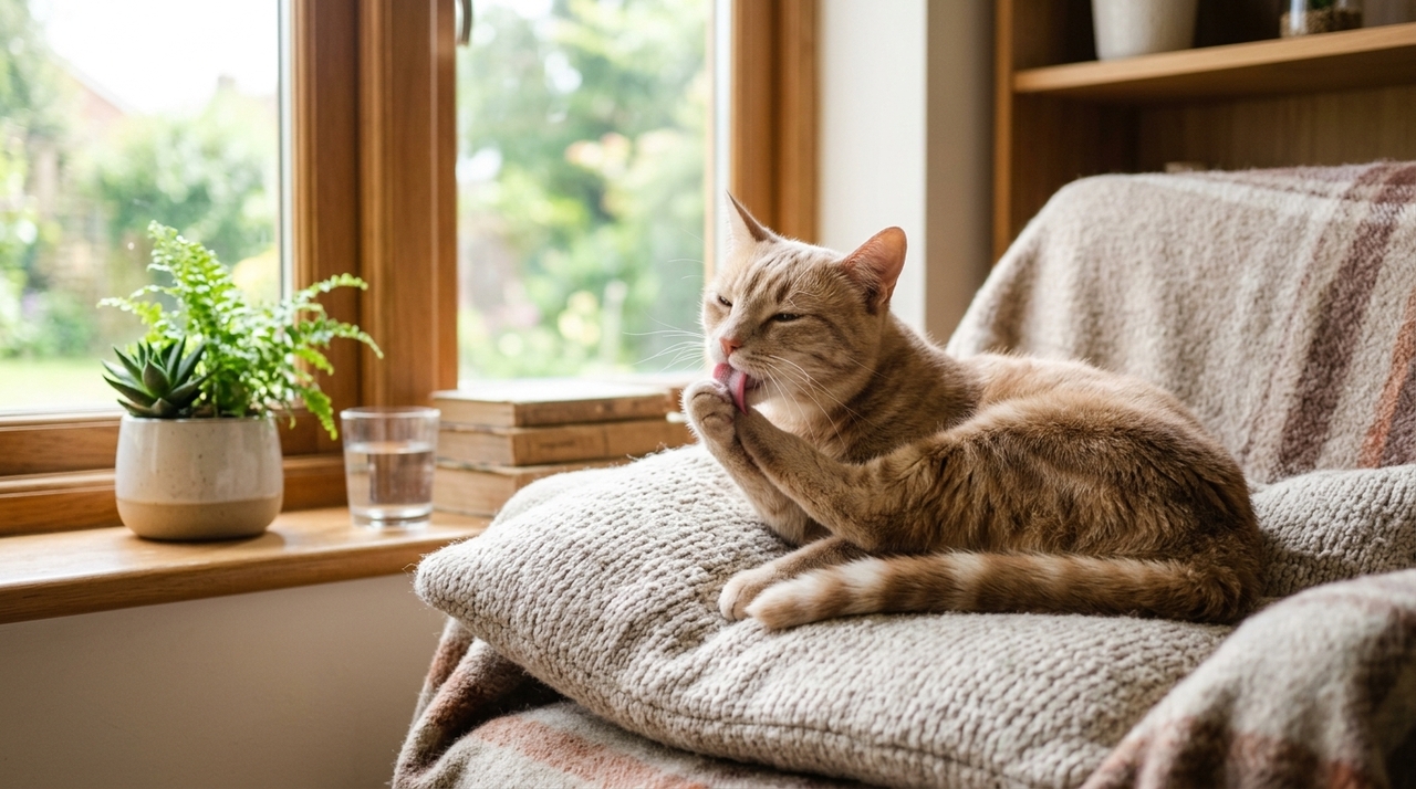 As lambidas fazem parte do instinto dos felinos desde os primeiros dias de vida.