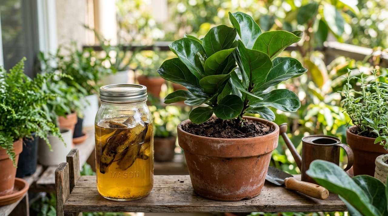 O preparo do fertilizante de casca de banana com vinagre é simples e rápido, exigindo apenas cuidado com limpeza e diluição.