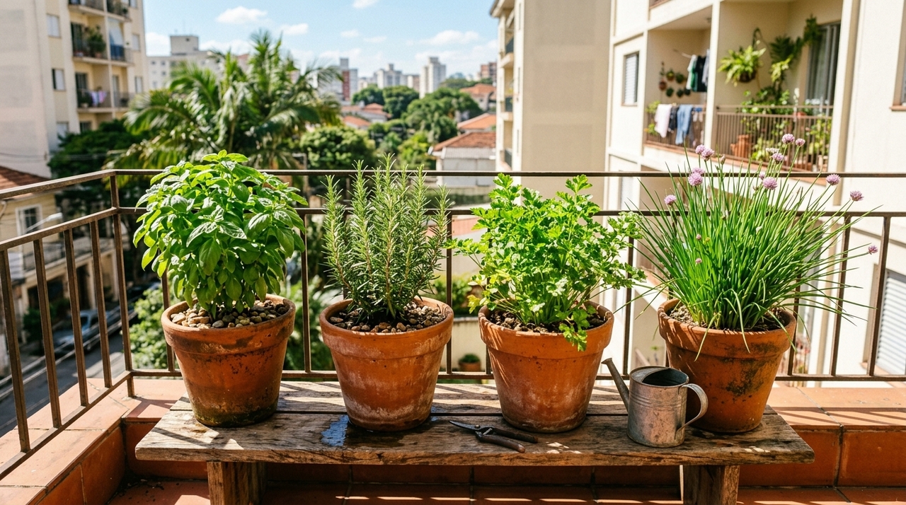 Para montar a horta, o primeiro passo é observar as condições do ambiente, dando preferência a locais com luz solar direta entre 4 e 6 horas por dia.