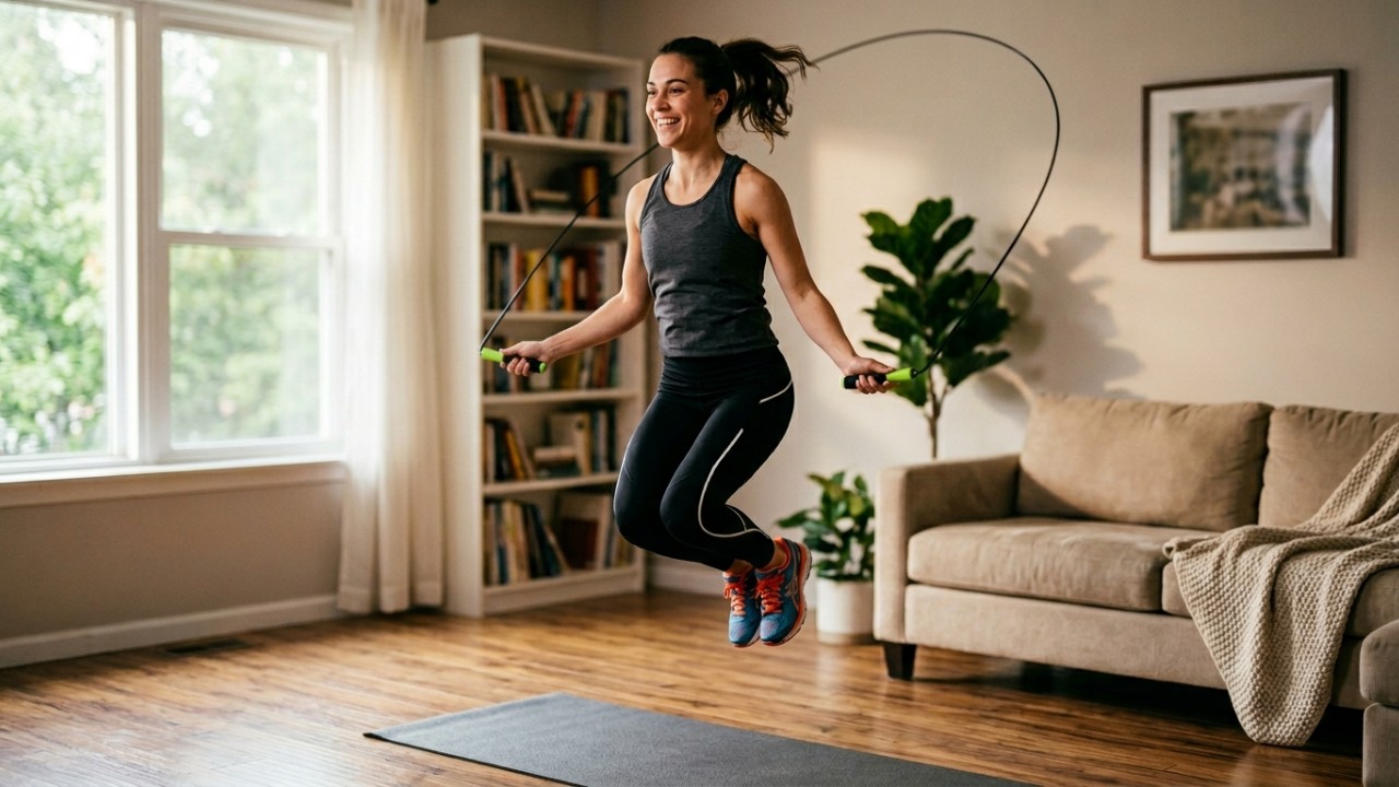 O treino curto com corda acelera o metabolismo e promove grandes ganhos de resistência aeróbica. – Imagem gerada por IA