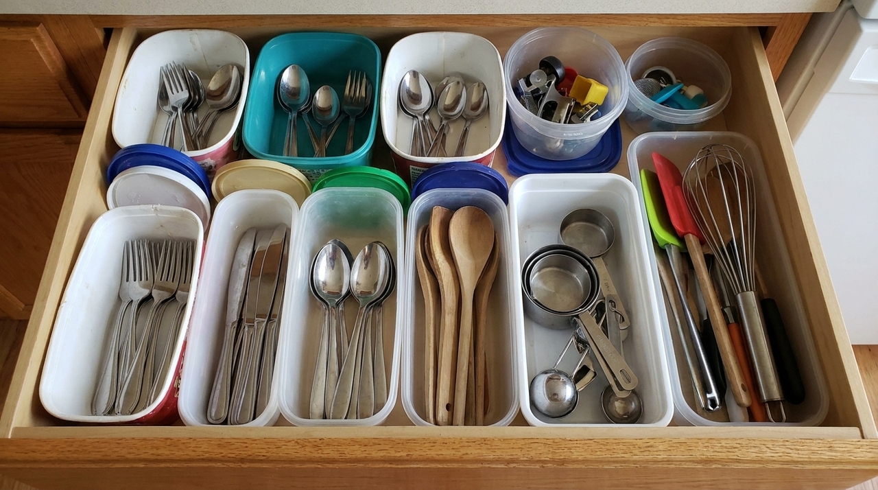 Antes de se tornar um organizador de gaveta, cada pote precisa de uma preparação básica.