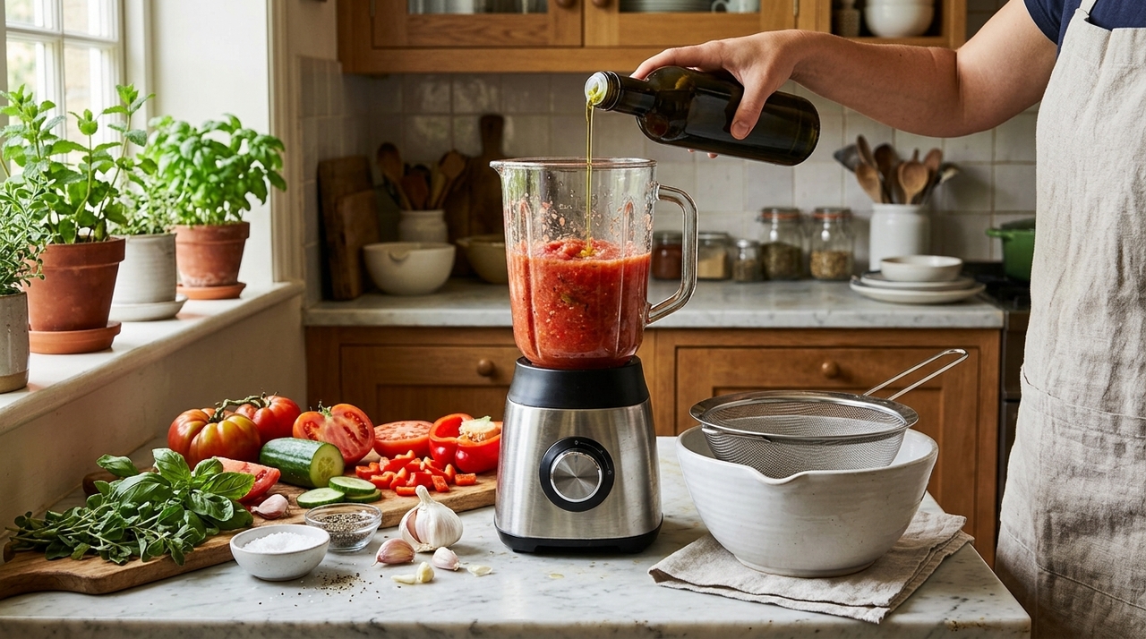 Uma boa base é usar 1 kg de tomates maduros e firmes para cerca de 80 a 120 ml de azeite extravirgem.