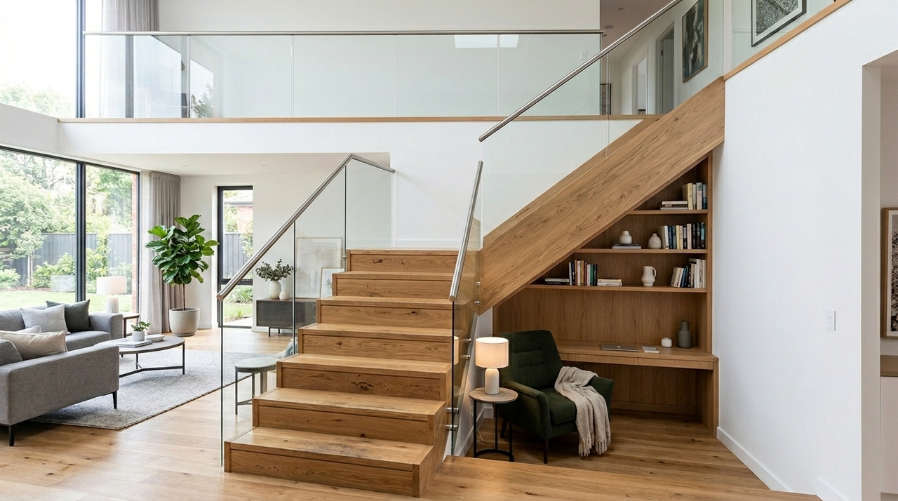 Em apartamentos e casas com metragem reduzida, a escada em U moderna exige dimensionamento preciso de altura, largura e profundidade dos degraus.