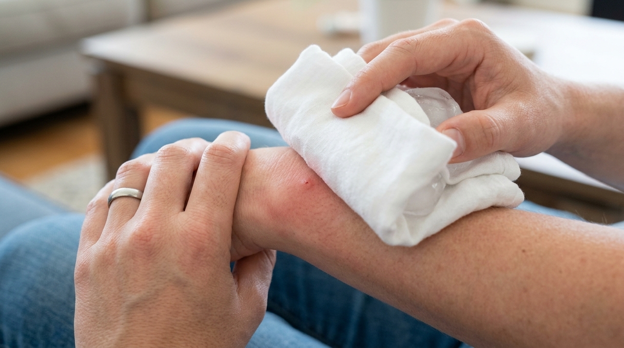 Quando o mosquito pica, ele libera substâncias que impedem o sangue de coagular enquanto se alimenta.