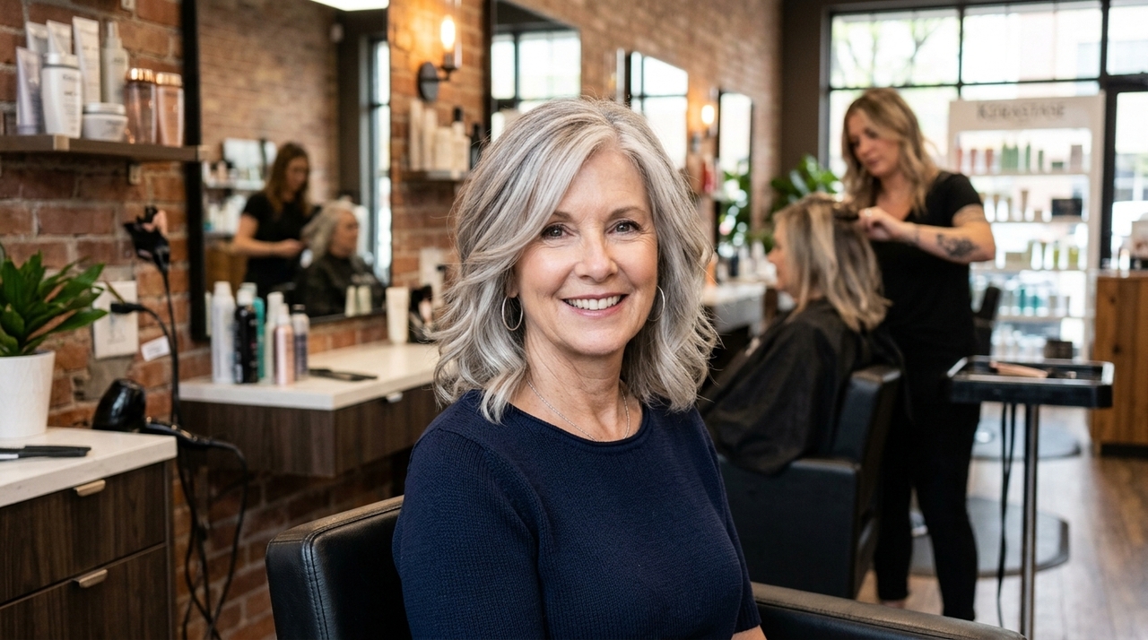 O balayage greige favorece quem quer abandonar tinturas escuras sem enfrentar uma faixa branca muito marcada na raiz.