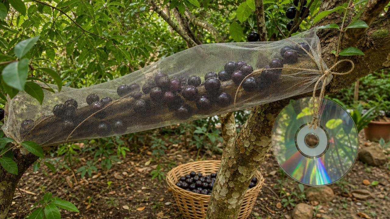 Rede de proteção reforça o cuidado com frutas mais visadas pelas aves.