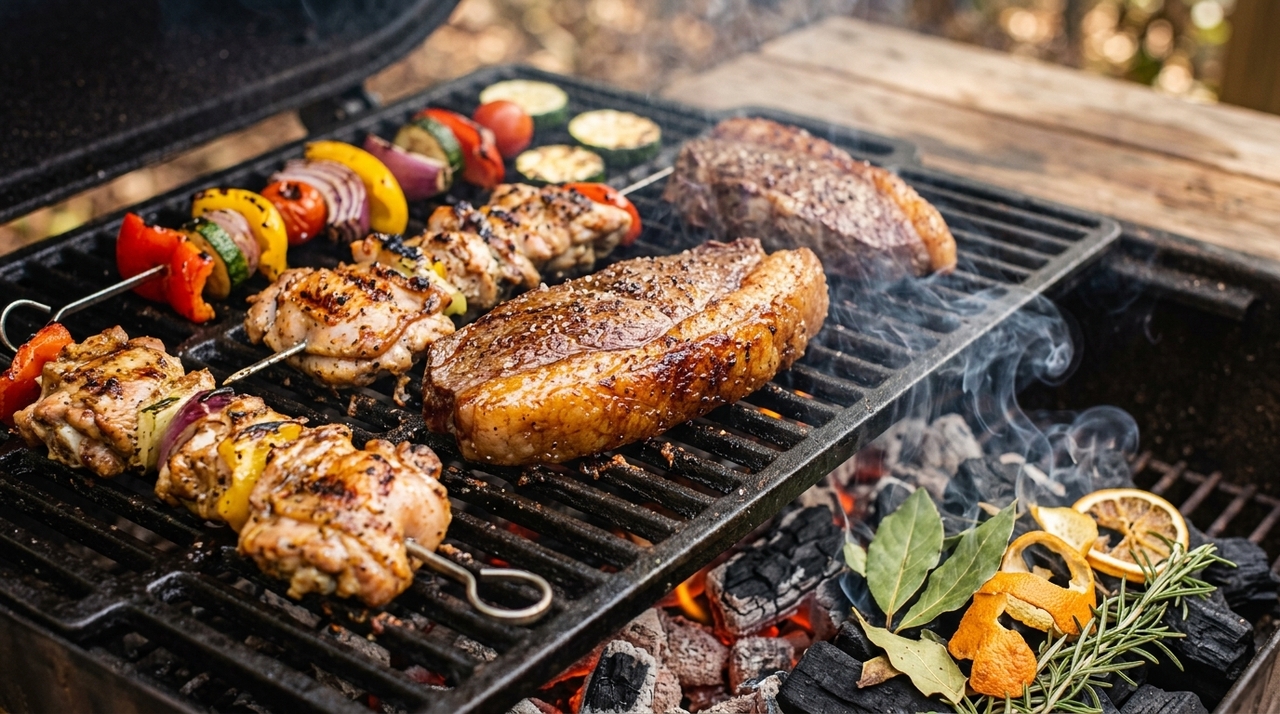 As folhas de louro nas brasas funcionam bem com carnes que ficam mais tempo na churrasqueira.