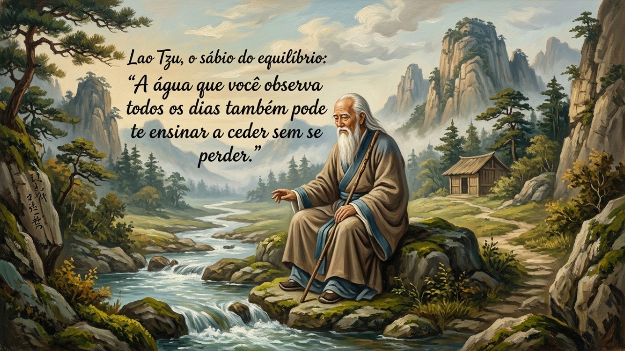 A sabedoria milenar de Lao Tsé ensina que abandonar o desejo de controle absoluto diminui o peso da rotina e preserva a harmonia interna. – Imagem gerada por IA