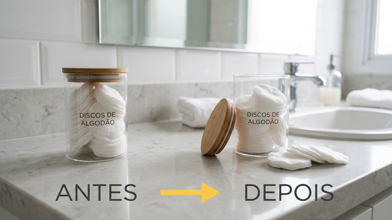 Reutilizar recipientes transparentes é uma solução inteligente e gratuita para organizar a casa sem gastar com organizadores caros. – Imagem gerada por IA