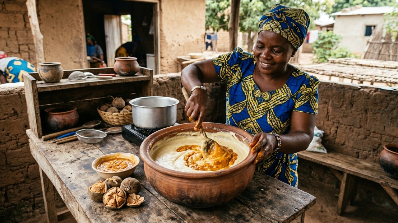 O malambe é um superalimento ancestral africano que provém do majestoso embondeiro para enriquecer a nossa rotina alimentar com nutrição e vitalidade. – Imagem gerada por IA