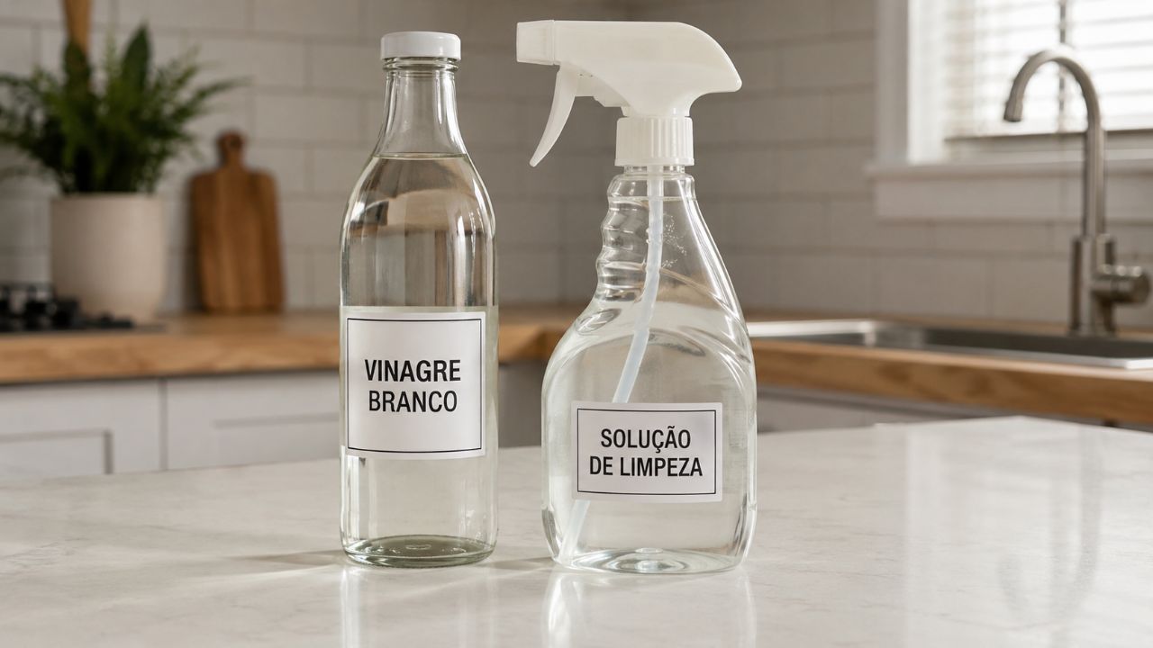 Soluções como água com vinagre ou produtos específicos removem odores e limpam resíduos orgânicos.