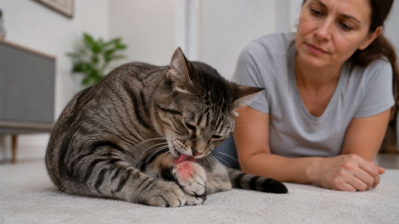 Lambidas excessivas ou focadas em uma região sinalizam problemas de saúde e exigem avaliação veterinária.