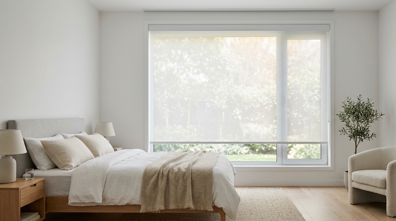 As cortinas de tecido no quarto, muito comuns em projetos tradicionais, já não correspondem tão bem às rotinas atuais.