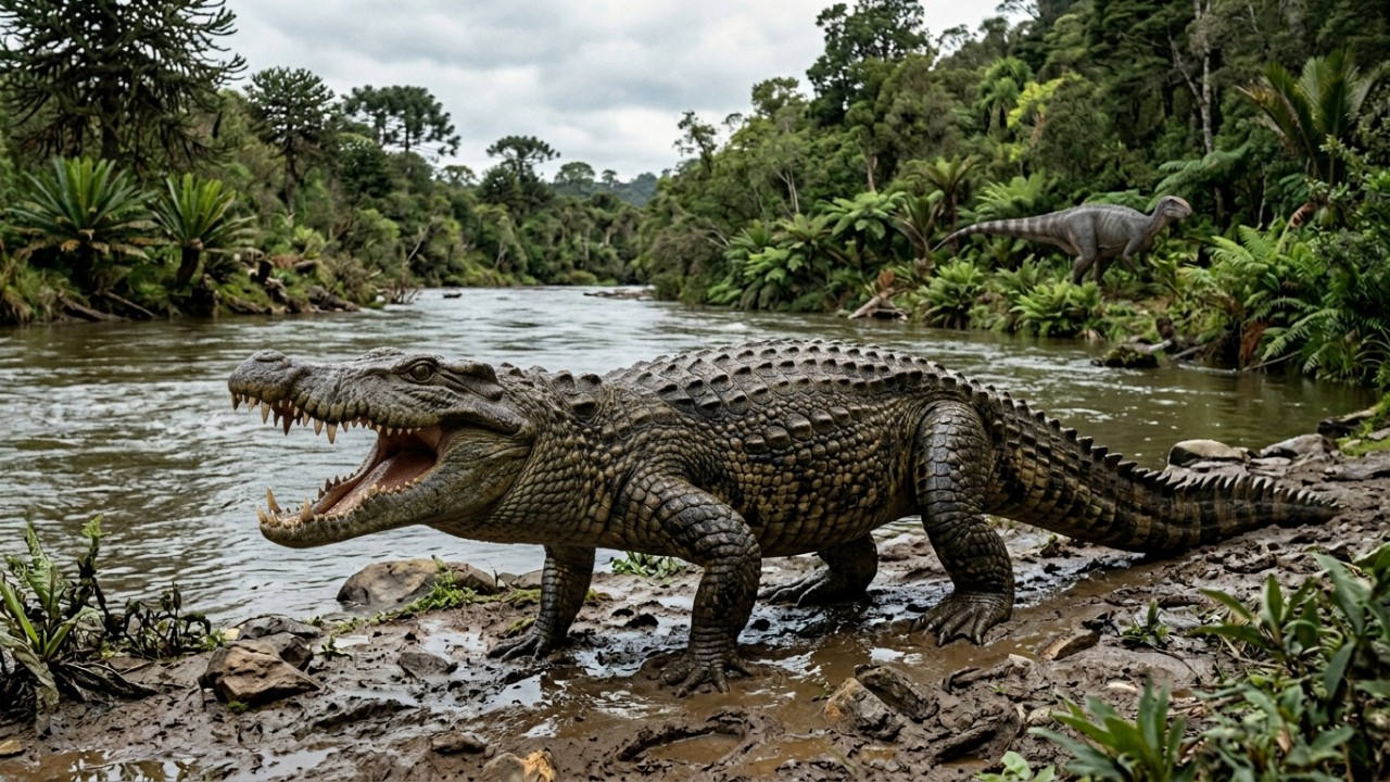 Cientistas encontram o esqueleto de um crocodilo p