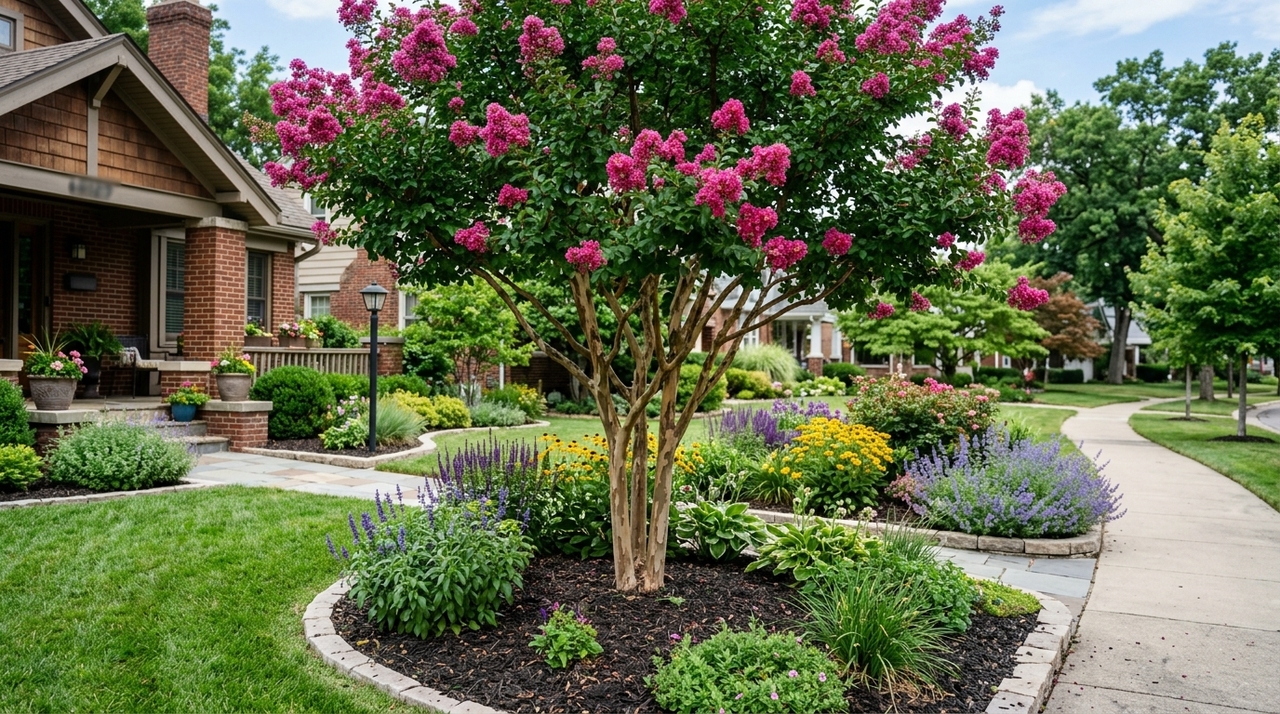 O resedá, conhecido cientificamente como Lagerstroemia indica, chama atenção pela floração abundante em tons de rosa, branco, lilás e vermelho