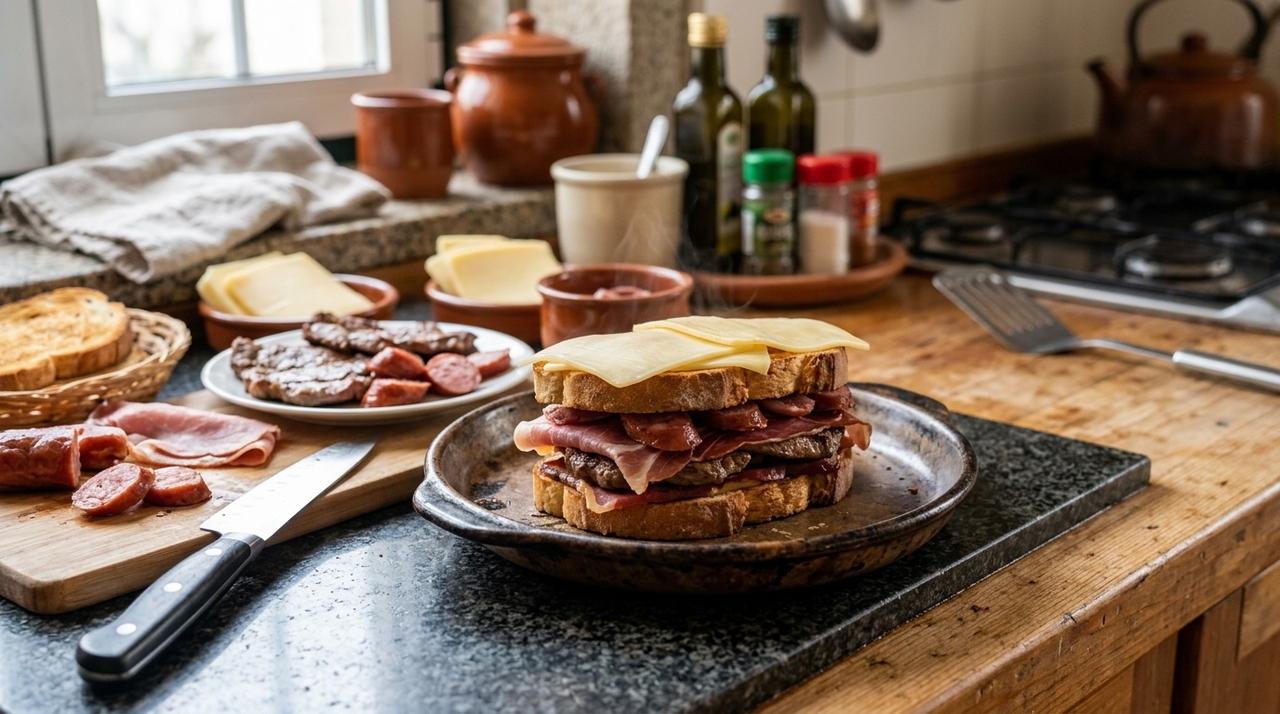 A base tradicional leva pão de forma, bife, presunto, linguiça, salsicha fresca e queijo fatiado