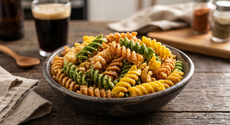 O torresmo de macarrão é uma alternativa criativa para servir em festas, reuniões ou como snack