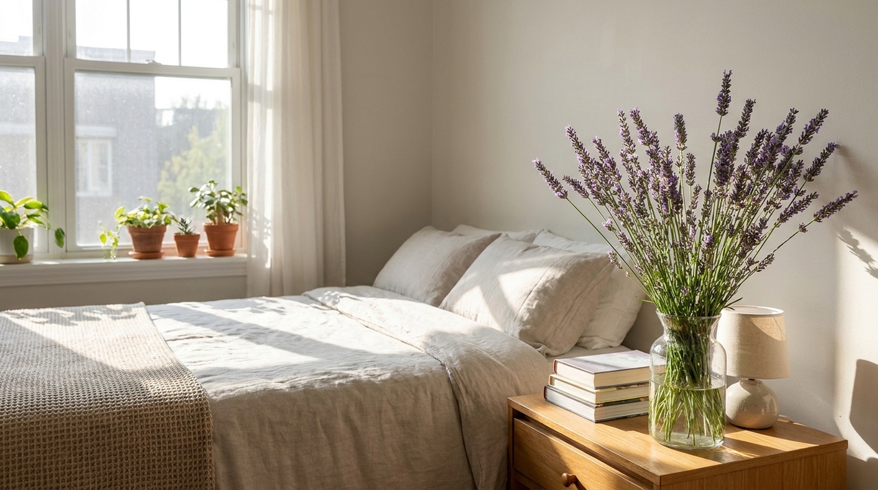 Para que a lavanda em vaso se mantenha saudável dentro do quarto, o posicionamento é decisivo