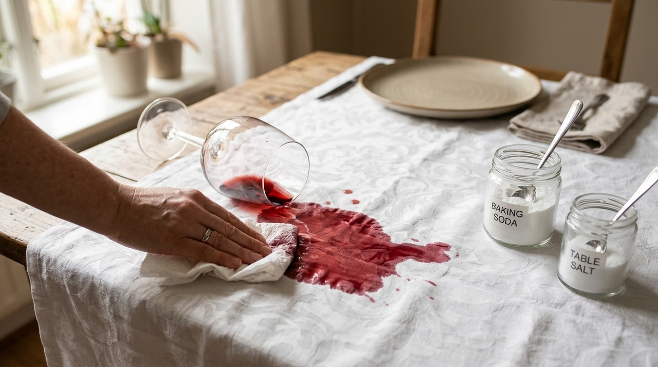 Descobrimos um truque genial para remover manchas de vinho t