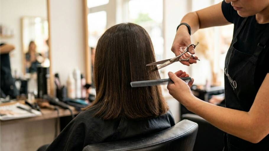 A base do corte é levemente reta com pontas suavizadas