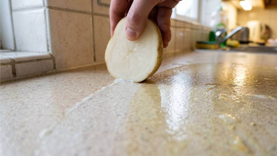 A batata crua pode ajudar a remover gordura leve na cozinha