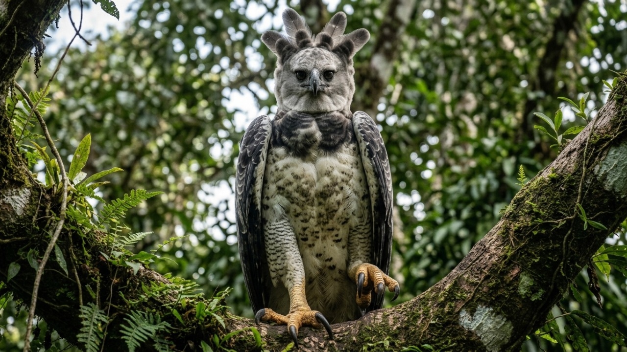 Garras poderosas e musculatura forte permitem capturar presas arborícolas de grande porte.