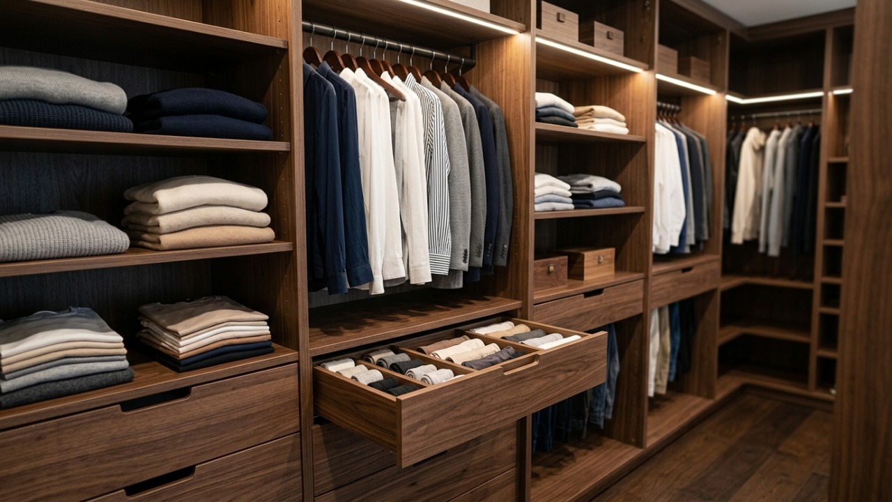 Portas de correr em guarda-roupas otimizam o espaço e garantem circulação livre em quartos pequenos.