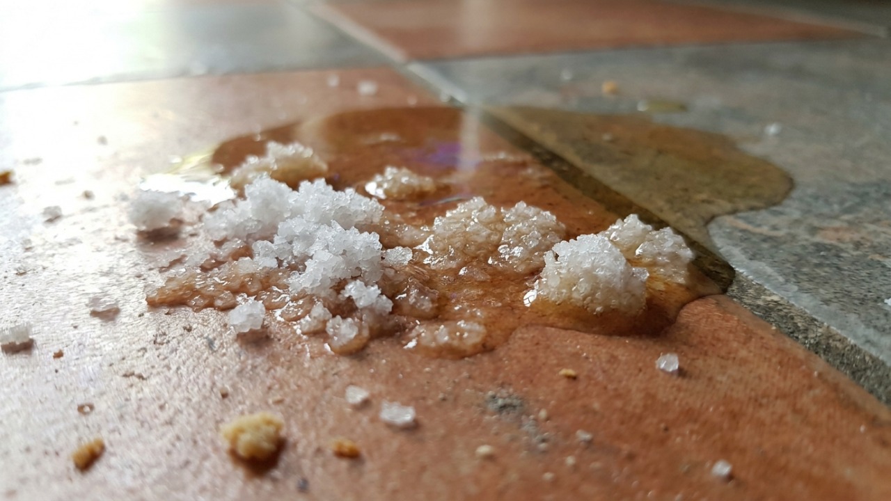 Cobrir a gordura com sal transforma o líquido em uma massa consistente e fácil de varrer.
