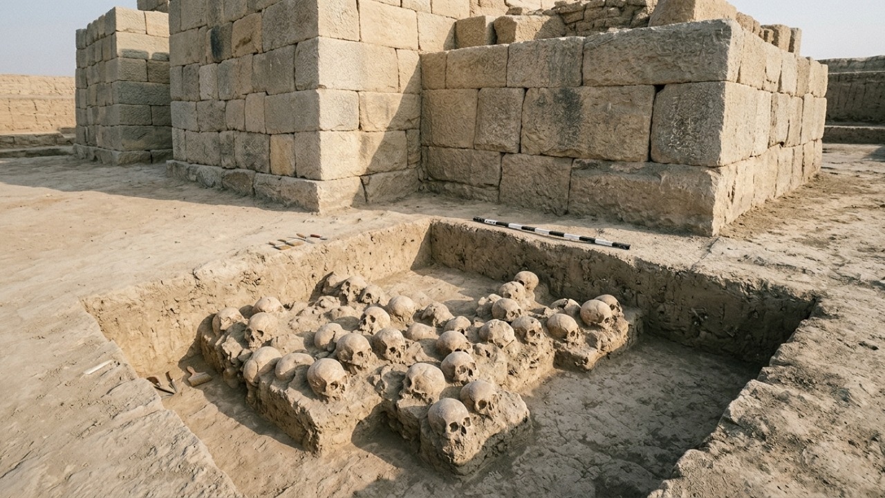Fossas com dezenas de crânios indicam rituais durante a construção de muralhas.