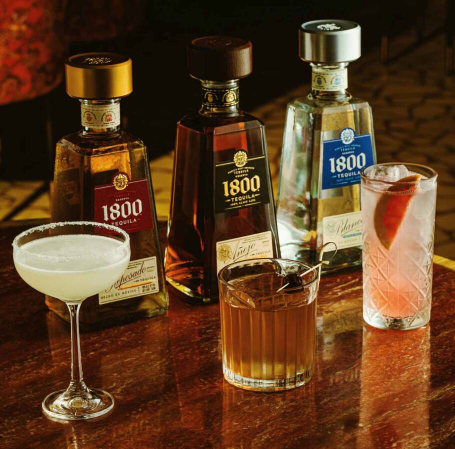 Rótulos da 1800 Tequila, marca premium da Casa Cuervo