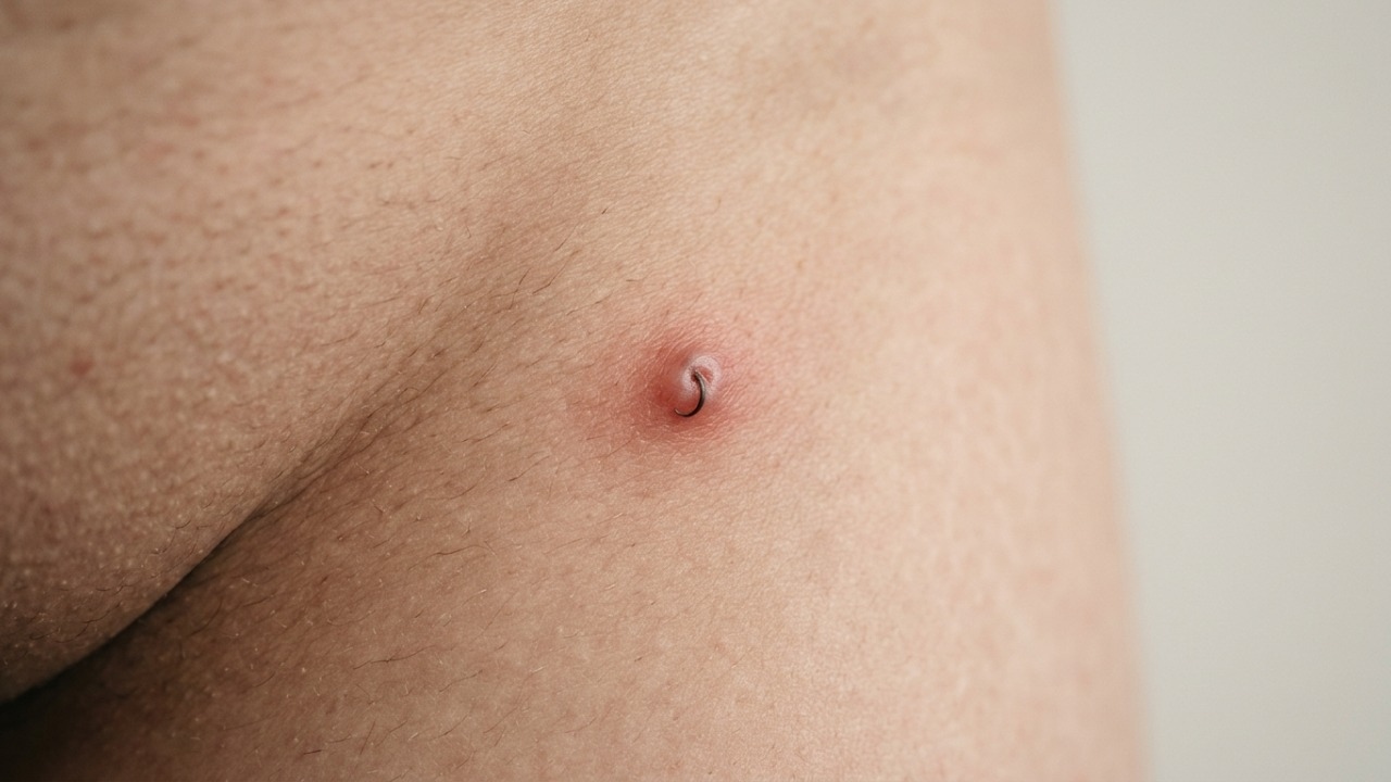 Obstrução do folículo piloso resultando em inflamação e desconforto cutâneo.