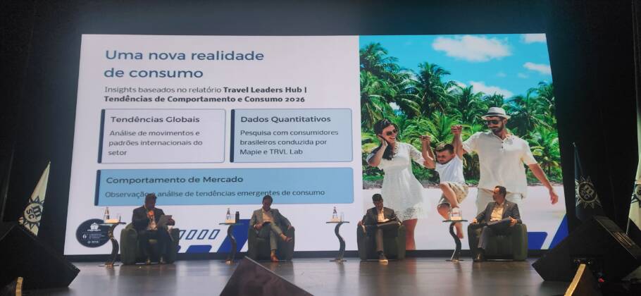 Painel reuniu executivos da armadora, como Adrian Ursilli, diretor-geral da MSC Cruzeiros no Brasil; Ignacio Palacios, diretor Comercial e de Vendas; e Eduardo Mariani, diretor de Marketing