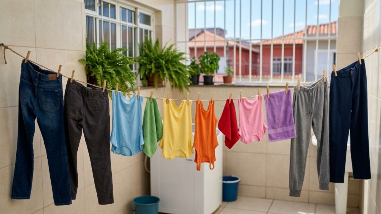A posição das roupas faz diferença na secagem.