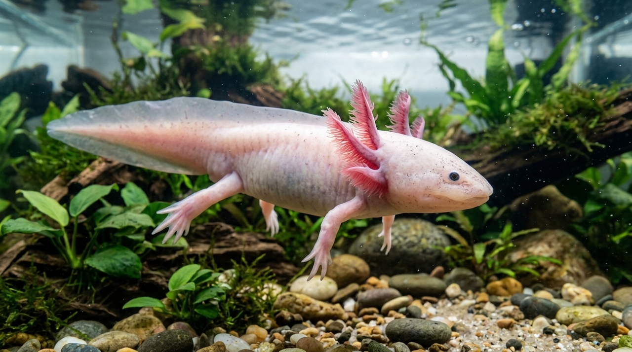 O axolote cresce, amadurece sexualmente e pode se reproduzir, mas não completa a metamorfose típica de outras salamandras.