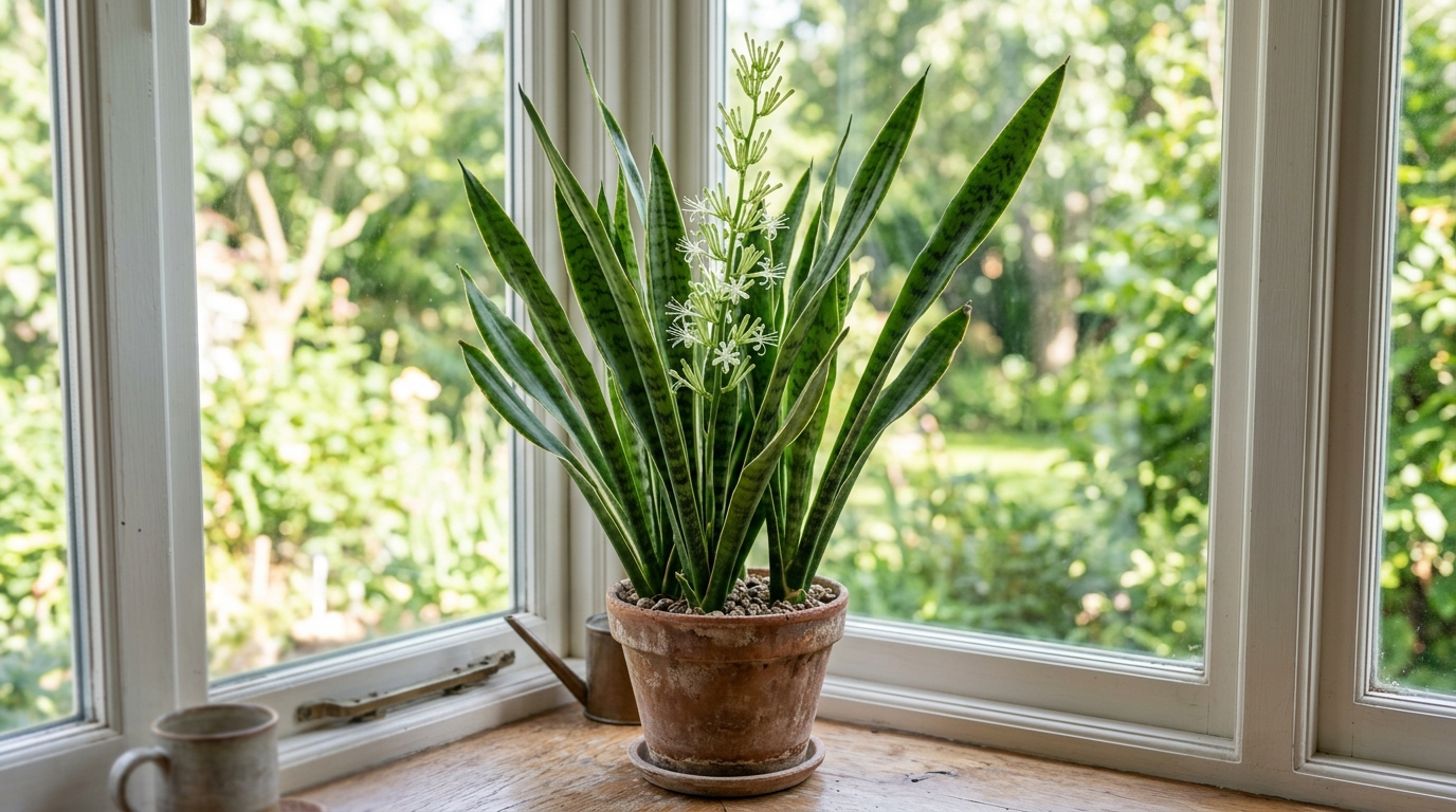 A Dracaena trifasciata costuma se desenvolver bem quando suas raízes estão estabelecidas em um recipiente proporcional à planta.