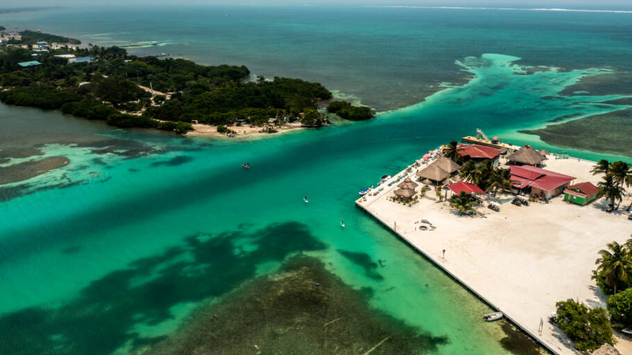 Vista aérea de Caye-Caulker, em Belize