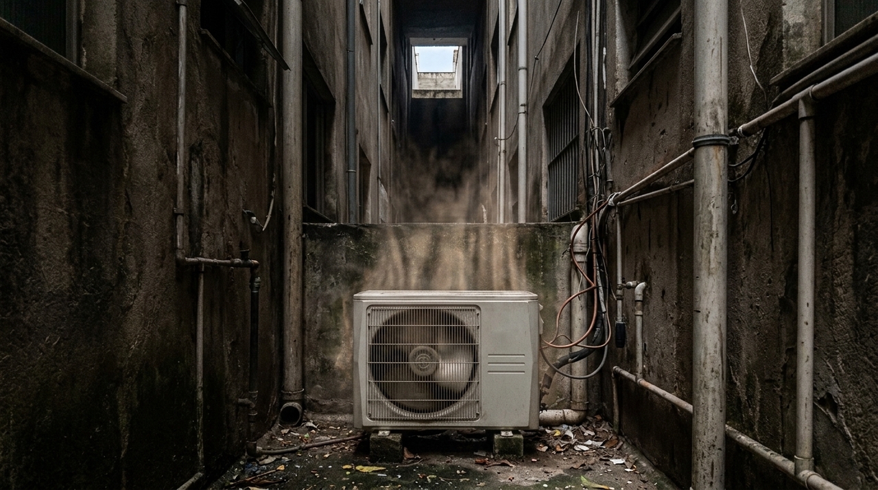 No modo de refrigeração, o sistema transporta para fora o calor retirado do ambiente interno.