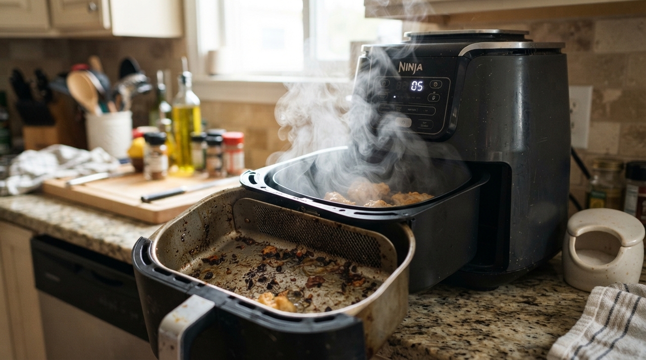 Em casas onde a fritadeira elétrica é usada com frequência para preparar carnes, empanados e alimentos mais gordurosos, a gordura vai se acumulando de forma gradual.