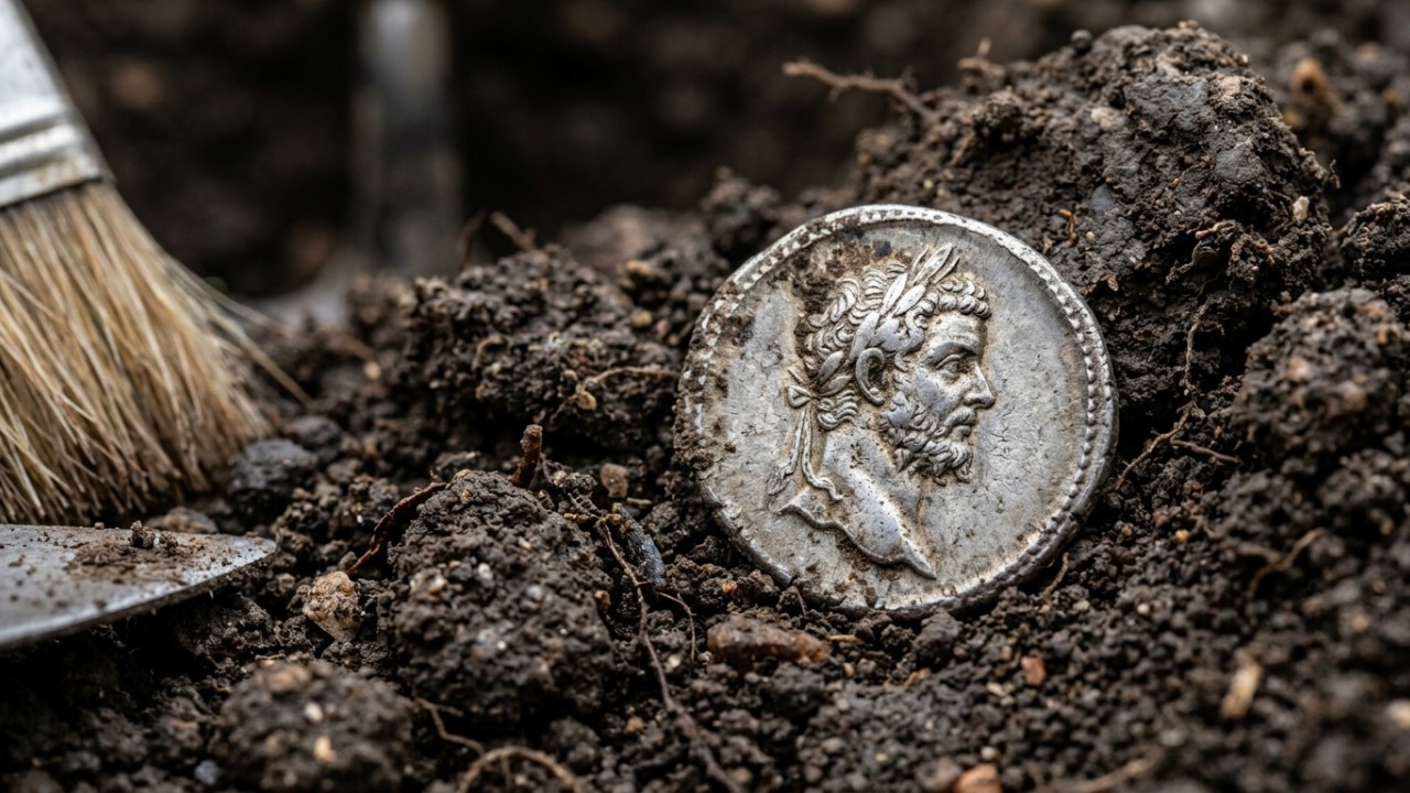 Moedas romanas enterradas revelam estratégias de sobrevivência em tempos de crise. – Imagem gerada por IA
