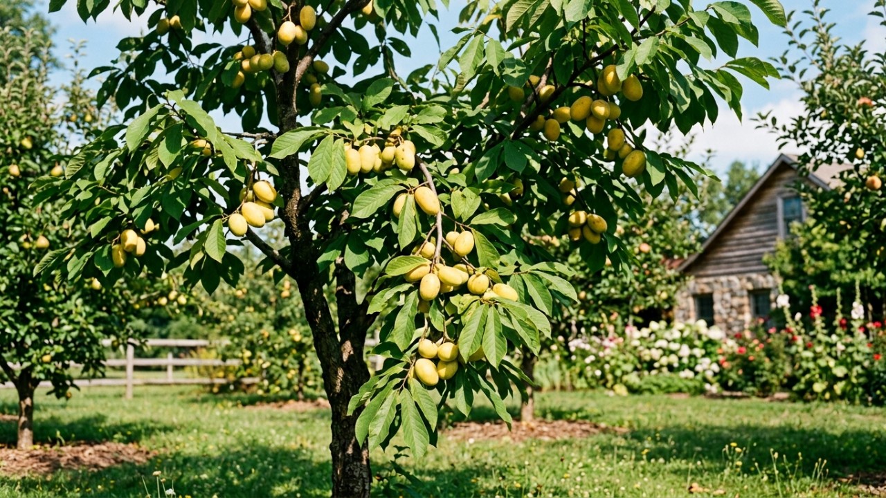 O cultivo da asimina permite colher frutos saborosos mesmo em regiões com geadas intensas. – Imagem gerada por IA