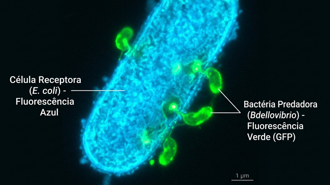 Cientistas do Max Planck Institute registraram o fenômeno inédito de transferência de material genético entre microrganismos em uma cultura anaeróbica. – Imagem gerada por IA