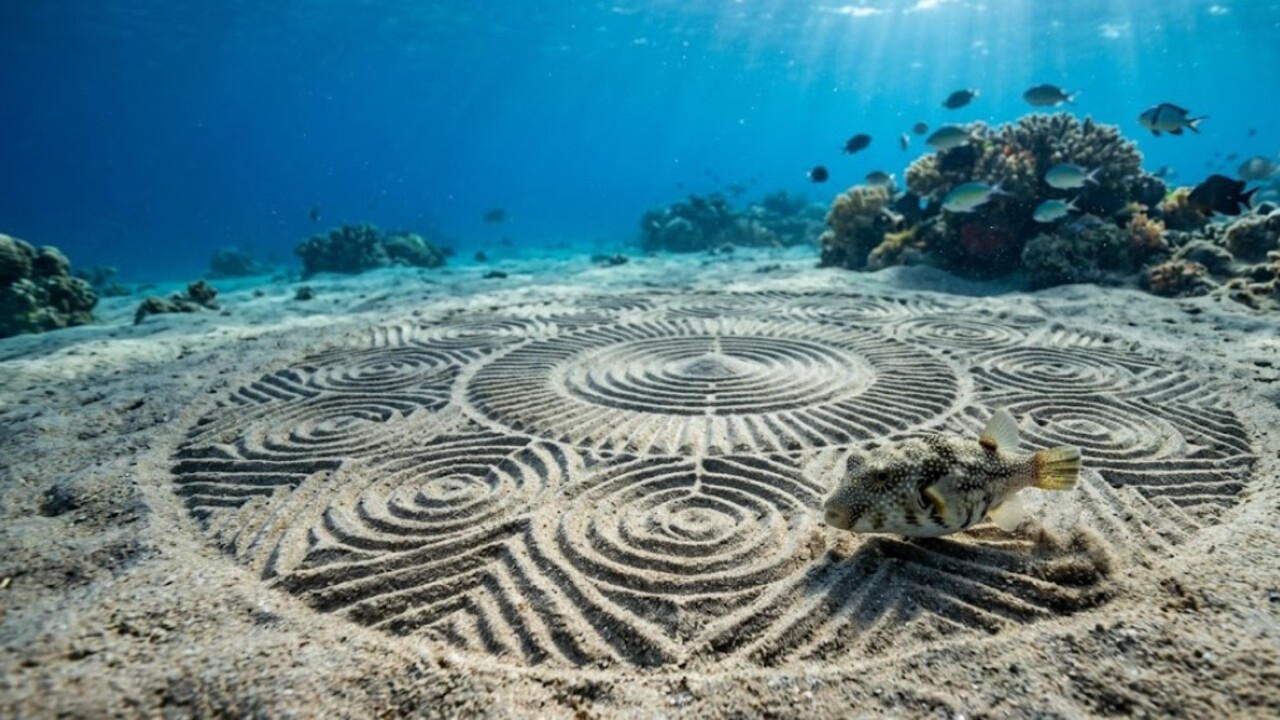 O peixe que faz desenhos no fundo do mar é o nome dado ao surpreendente baiacu-artista