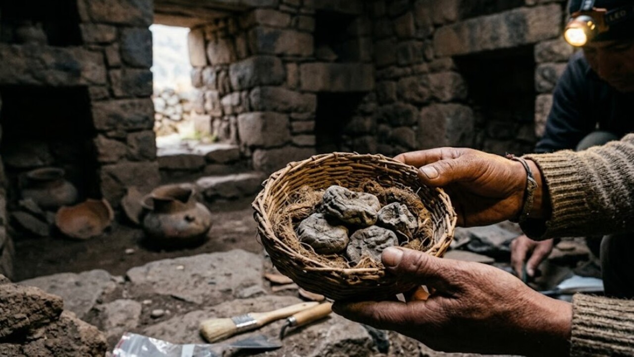 Petiscos de batata iofilizada encontrados no Peru