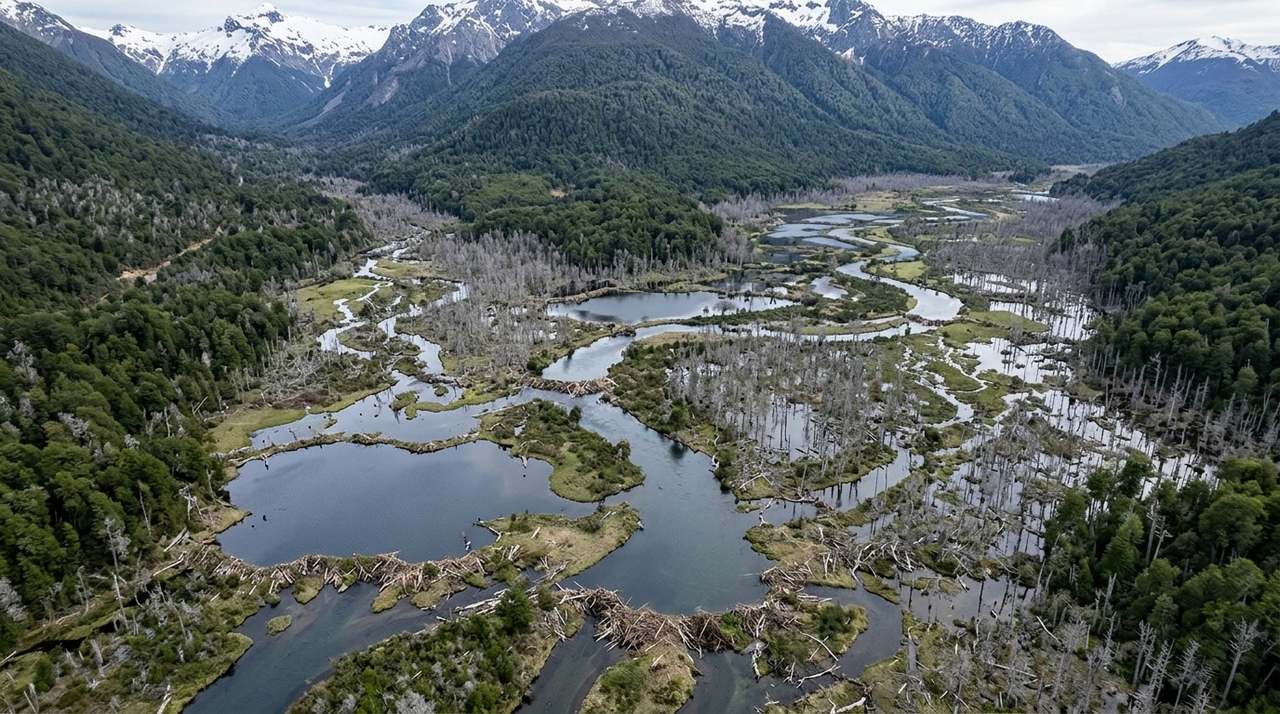 Os castores encontraram um ambiente com poucos obstáculos à reprodução e passaram a ocupar rios e riachos dos lados argentino e chileno do arquipélago.