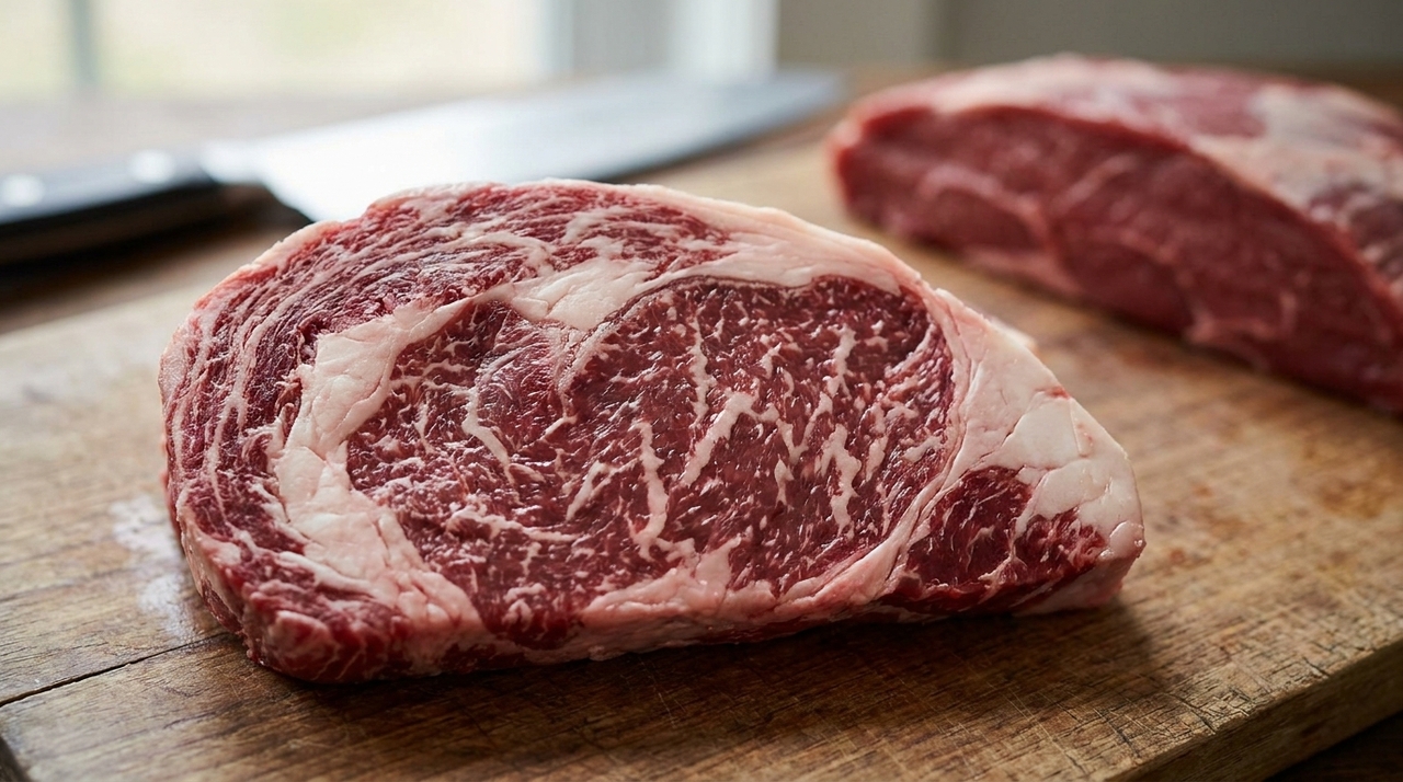 A carne marmorizada se destaca em preparos rápidos, como grelha, chapa e churrasqueira, porque a gordura entremeada derrete durante o calor intenso.