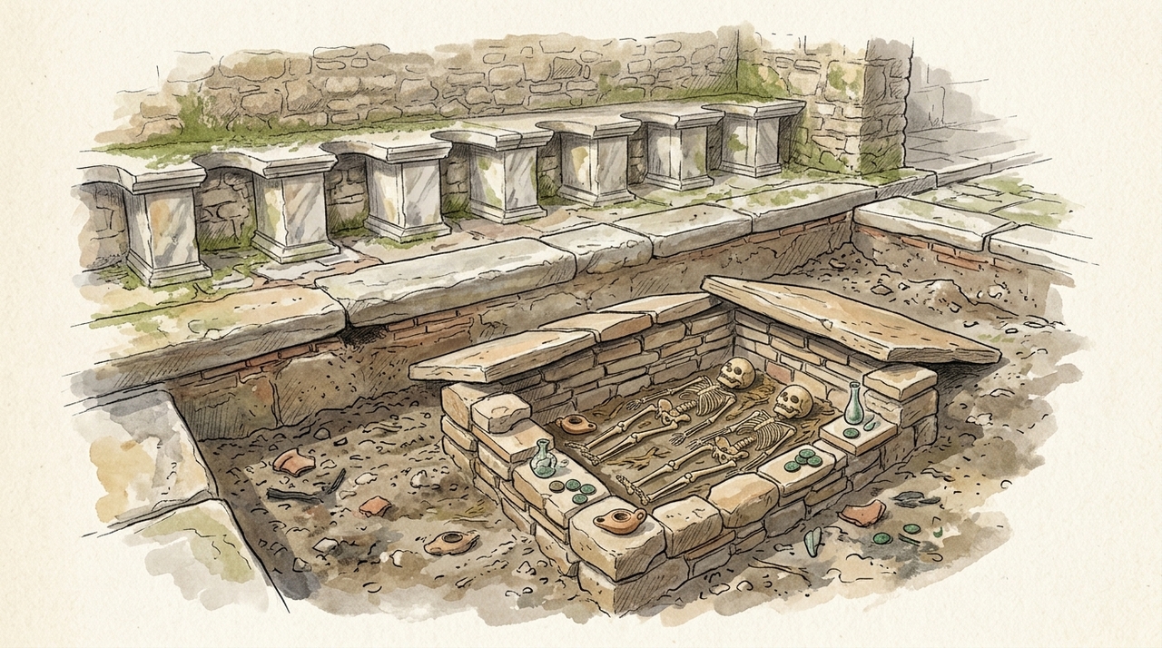 O sepultamento foi localizado perto da área sagrada do Templo de Ártemis, uma das Sete Maravilhas do Mundo Antigo.