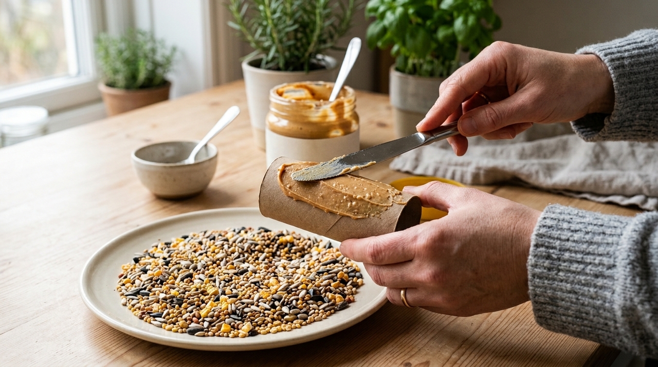 O comedouro para aves funciona como um ponto de alimentação complementar.